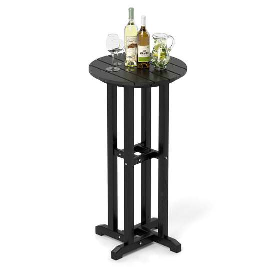 21.5 Inch Round Bar Table, HDPE Slatted Tabletop, Black Patio Bar Furniture Black at Gallery Canada