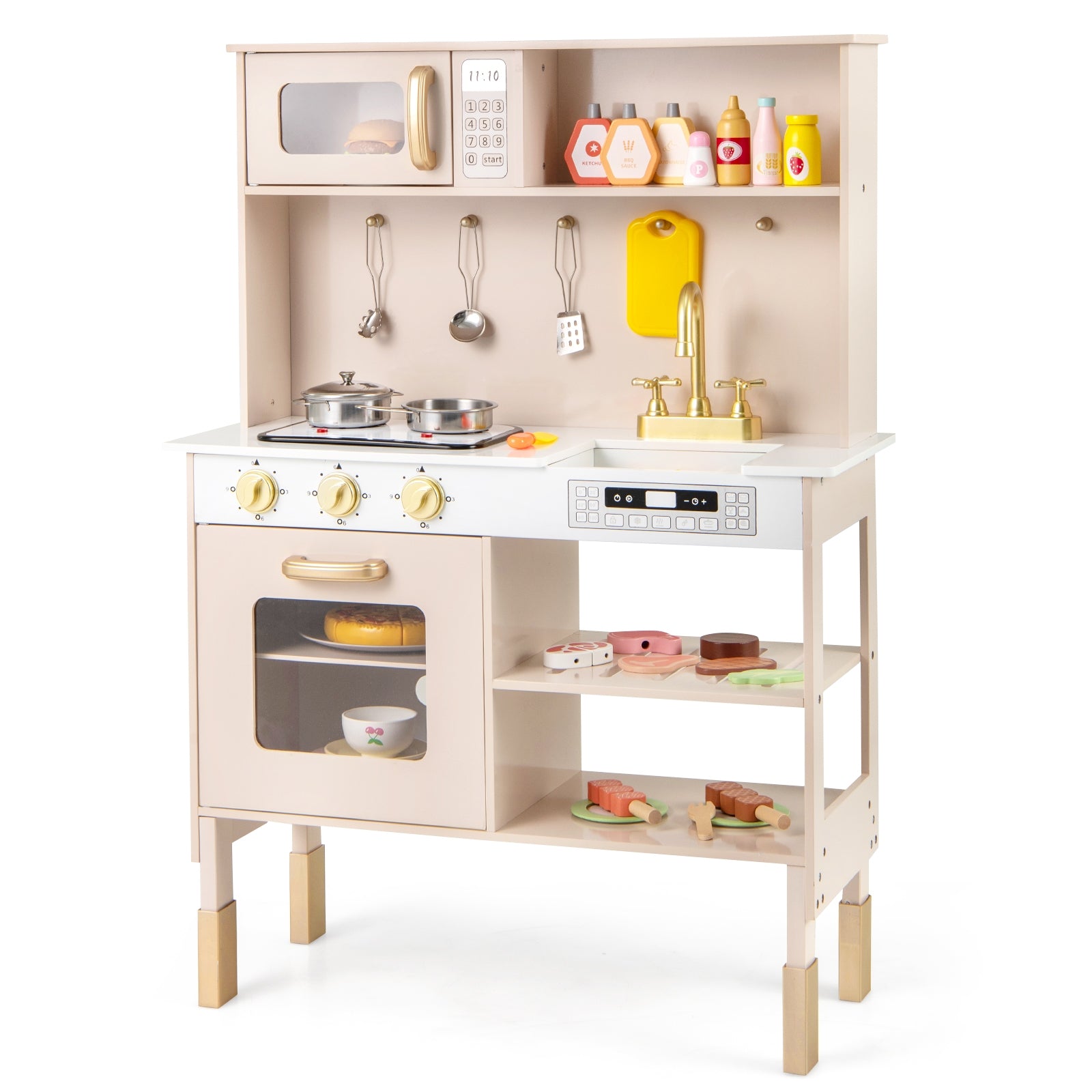 Adjustable Play Kitchen With Microwave, Lights, Sounds, Pink Play Kitchen Sets Pink at Gallery Canada