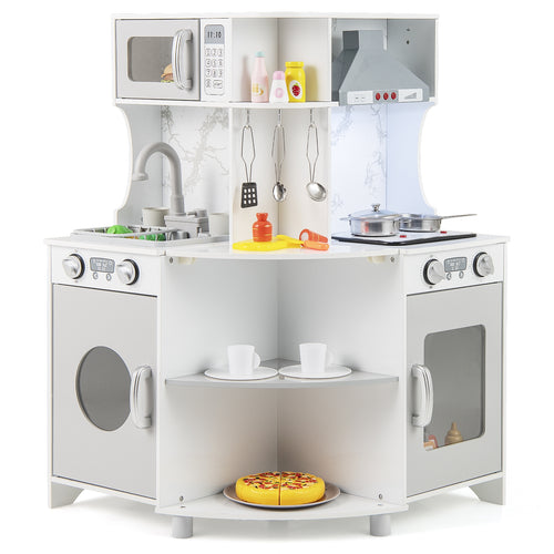 Kids Corner Wooden Play Kitchen, Gray