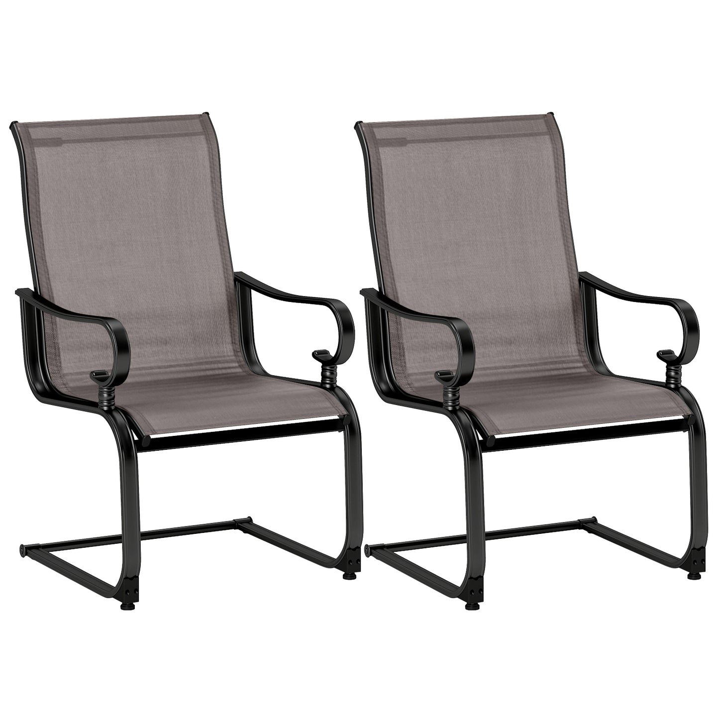 Set of 2 Patio Chairs, Quick-Drying Breathable Fabric, Gray Patio Dining Chairs Gray at Gallery Canada