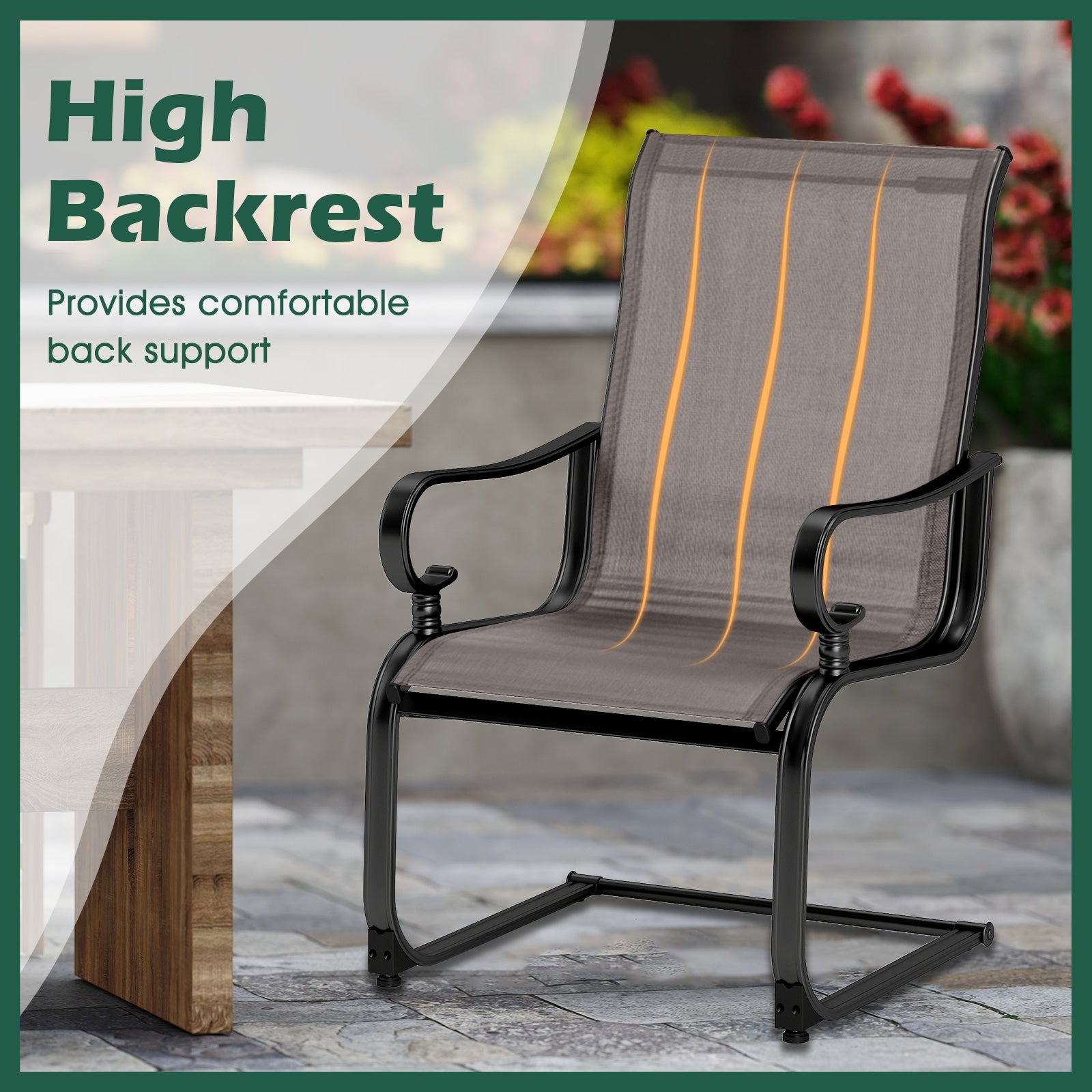 Set of 2 Patio Chairs with Quick-drying and Breathable Fabric for Backyard, Gray Patio Dining Chairs at Gallery Canada