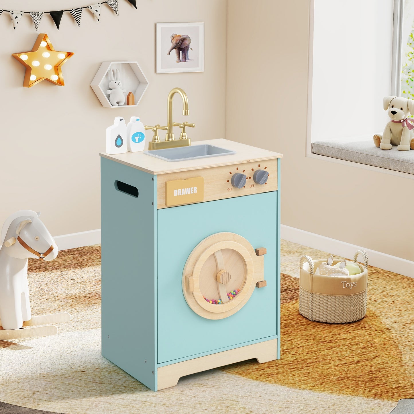Kids Washer Playset Toy Washing Machine with Laundry Detergent, Blue Pretend Toys at Gallery Canada