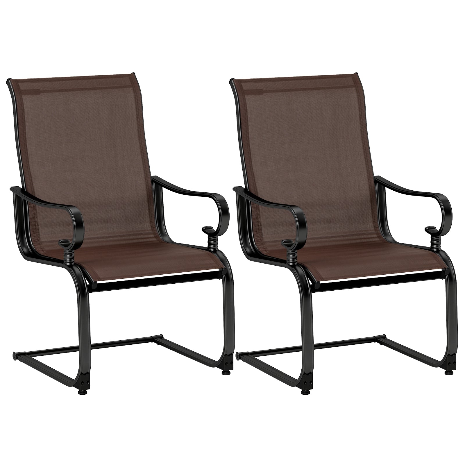 Set of 2 Patio Chairs with Quick-drying and Breathable Fabric for Backyard, Brown Patio Dining Chairs at Gallery Canada