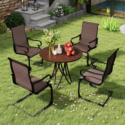 Set of 2 Patio Chairs with Quick-drying and Breathable Fabric for Backyard, Brown Patio Dining Chairs at Gallery Canada