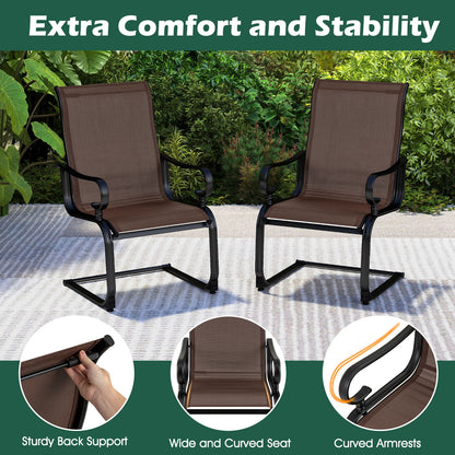 Set of 2 Patio Chairs with Quick-drying and Breathable Fabric for Backyard, Brown Patio Dining Chairs at Gallery Canada