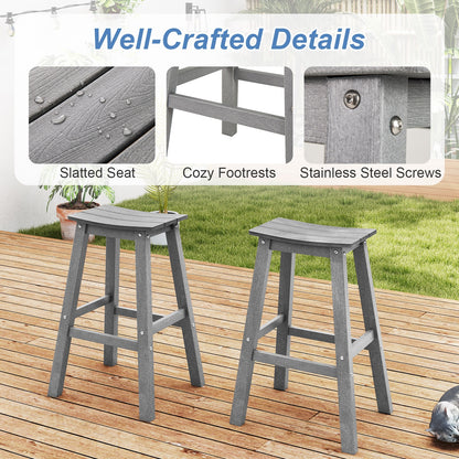 29 Inch HDPE Patio Bar Stool Set of 2 Armless Saddle Stools, Gray Bar Stools at Gallery Canada