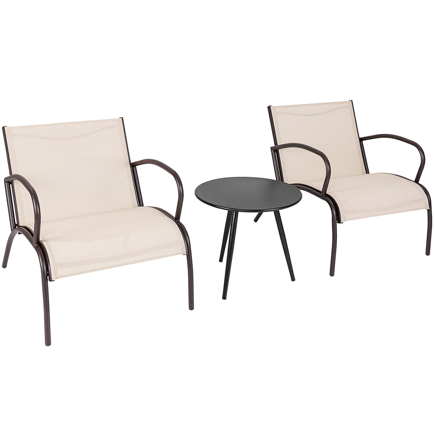 3 Piece Patio Metal Aluminum Wide Armchair and Table Set-Rusic Brown Patio Conversation Sets at Gallery Canada