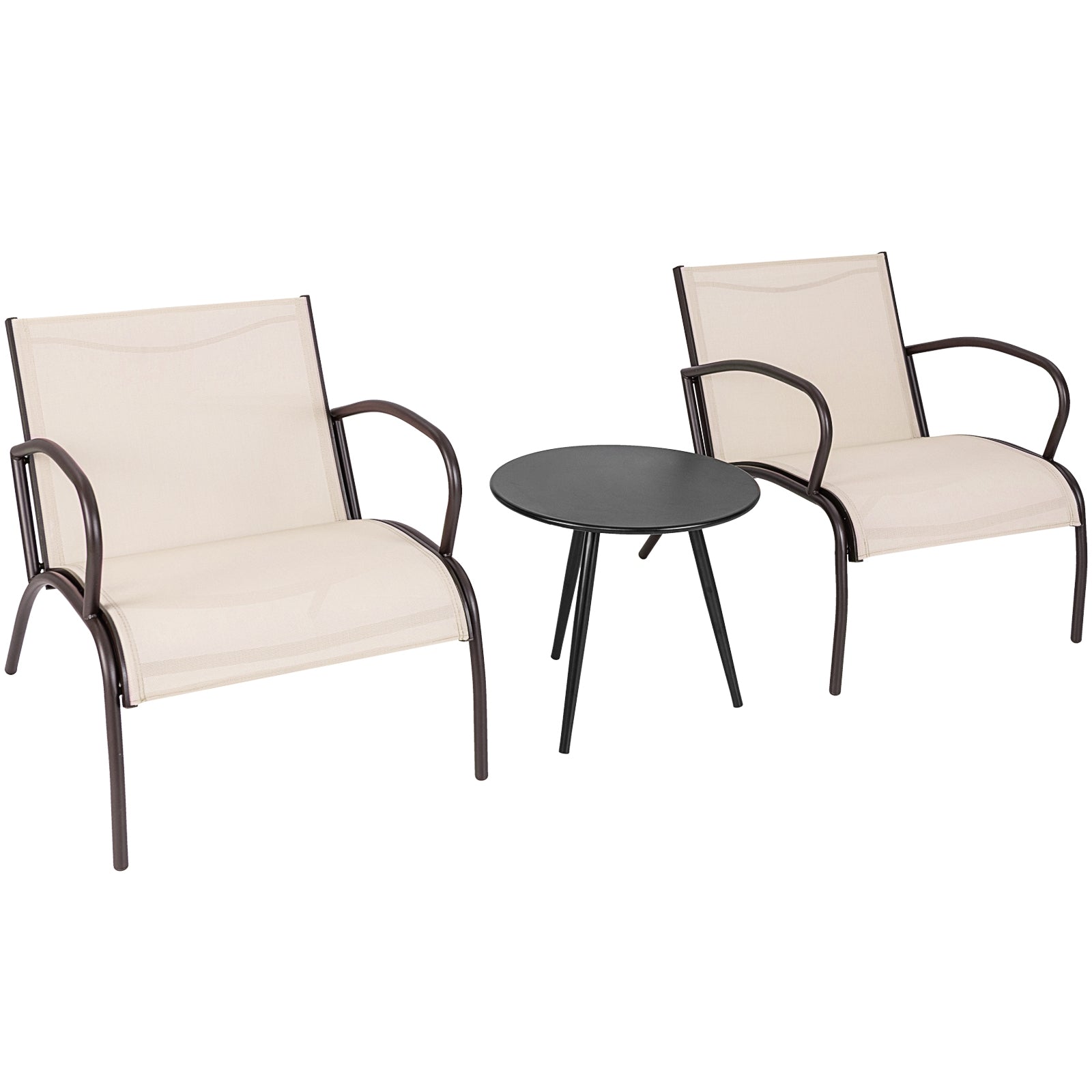 3 Piece Patio Set, Metal Aluminum, Wide Armchair And Table, Brown Patio Conversation Sets at Gallery Canada