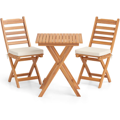 Folding Chair Table Set, Soft Seat Cushions, White Patio Conversation Sets at Gallery Canada