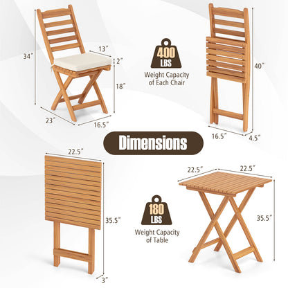 Folding Chair Table Set, Soft Seat Cushions, White Patio Conversation Sets at Gallery Canada