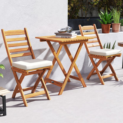 Folding Chair Table Set, Soft Seat Cushions, White Patio Conversation Sets at Gallery Canada