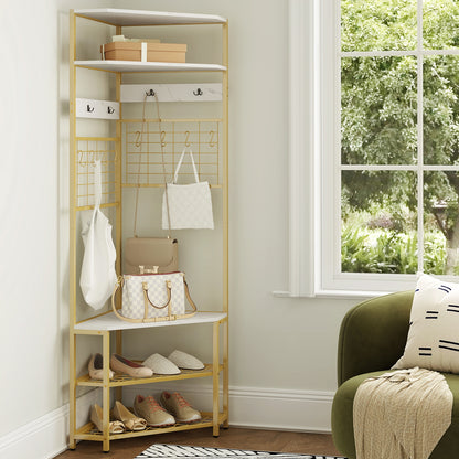 5-Tier Corner Hall Tree, Shoe Storage Bench, White Coat Racks & Hall Trees at Gallery Canada