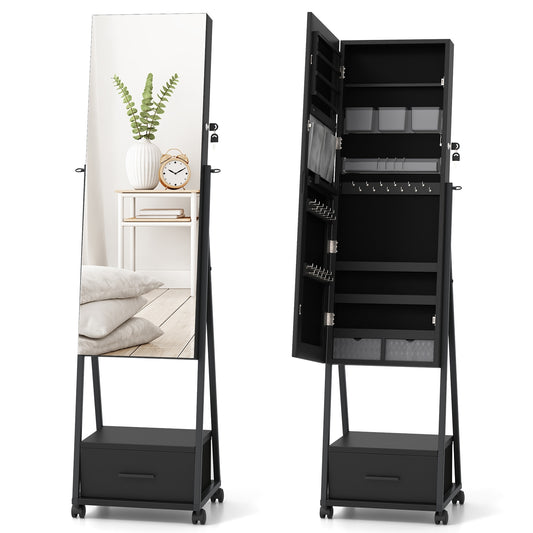 Jewelry Cabinet With Full-Length Mirror, Black Jewelry Armoires Black at Gallery Canada