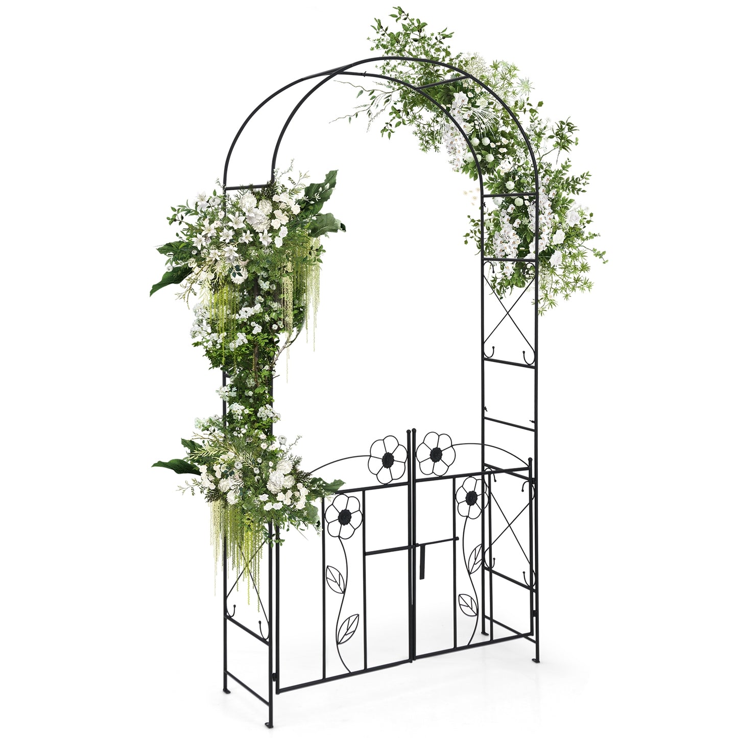 2 In 1 Garden Arbor With Door And Latch, Black Outdoor Decor at Gallery Canada