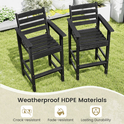 Patio HDPE Adirondack Bar Chairs Set of 2 with Wide Armrests, Black Adirondack Chairs at Gallery Canada