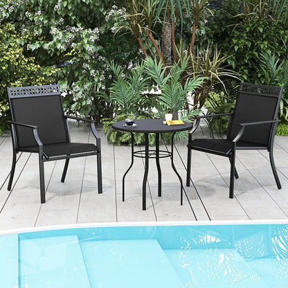 Patio Chairs Set of 2 with All Weather Breathable Fabric, Black Patio Dining Chairs at Gallery Canada