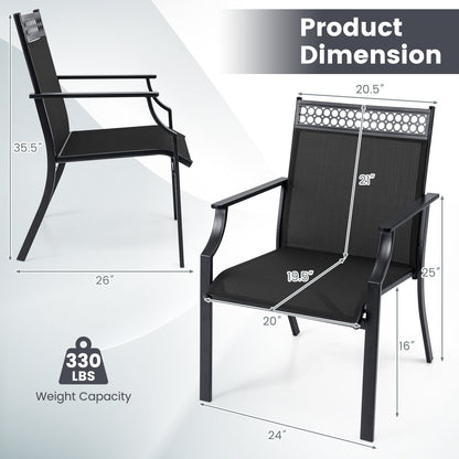 Patio Chairs Set of 2 with All Weather Breathable Fabric, Black Patio Dining Chairs at Gallery Canada
