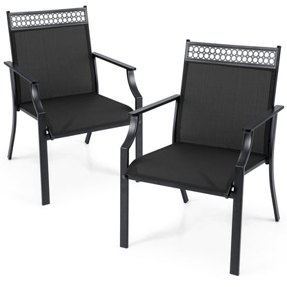 Patio Chairs Set of 2 with All Weather Breathable Fabric, Black Patio Dining Chairs at Gallery Canada