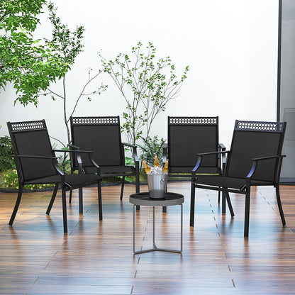 Patio Chairs Set of 2 with All Weather Breathable Fabric, Black Patio Dining Chairs at Gallery Canada