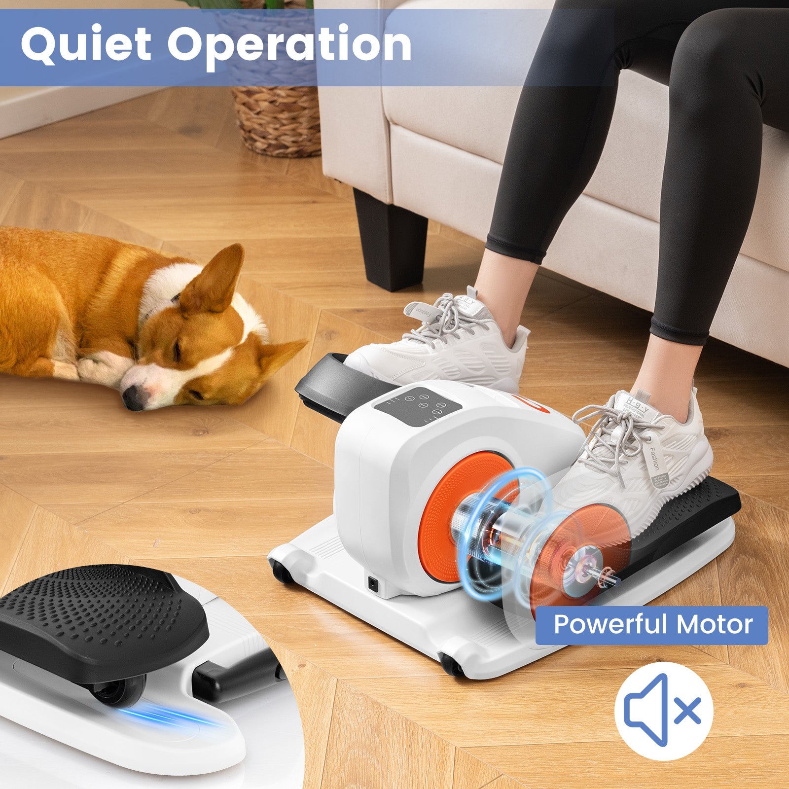 Under Desk Elliptical Machine with Display Monitor for Home Office, White Elliptical Trainers at Gallery Canada