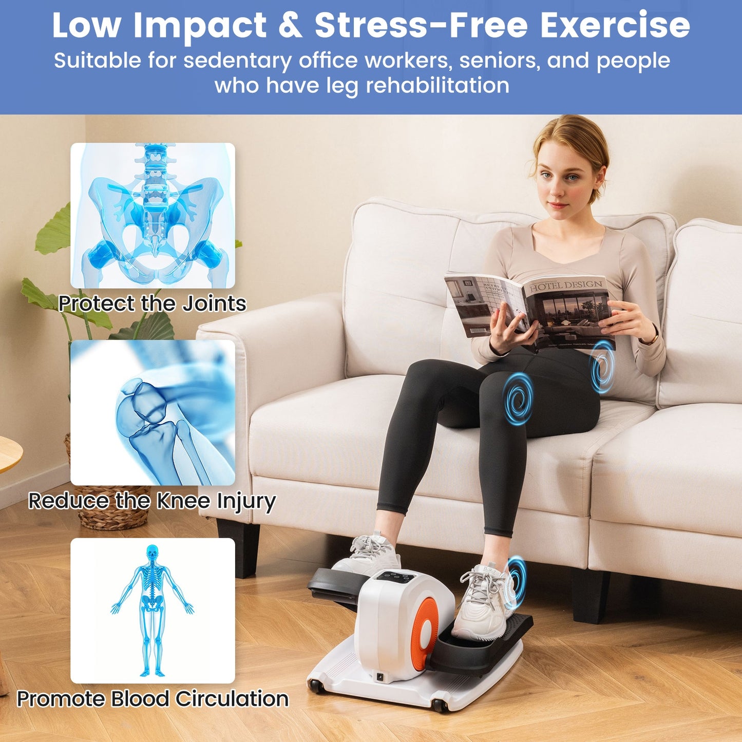 Under Desk Elliptical Machine with Display Monitor for Home Office, White Elliptical Trainers at Gallery Canada