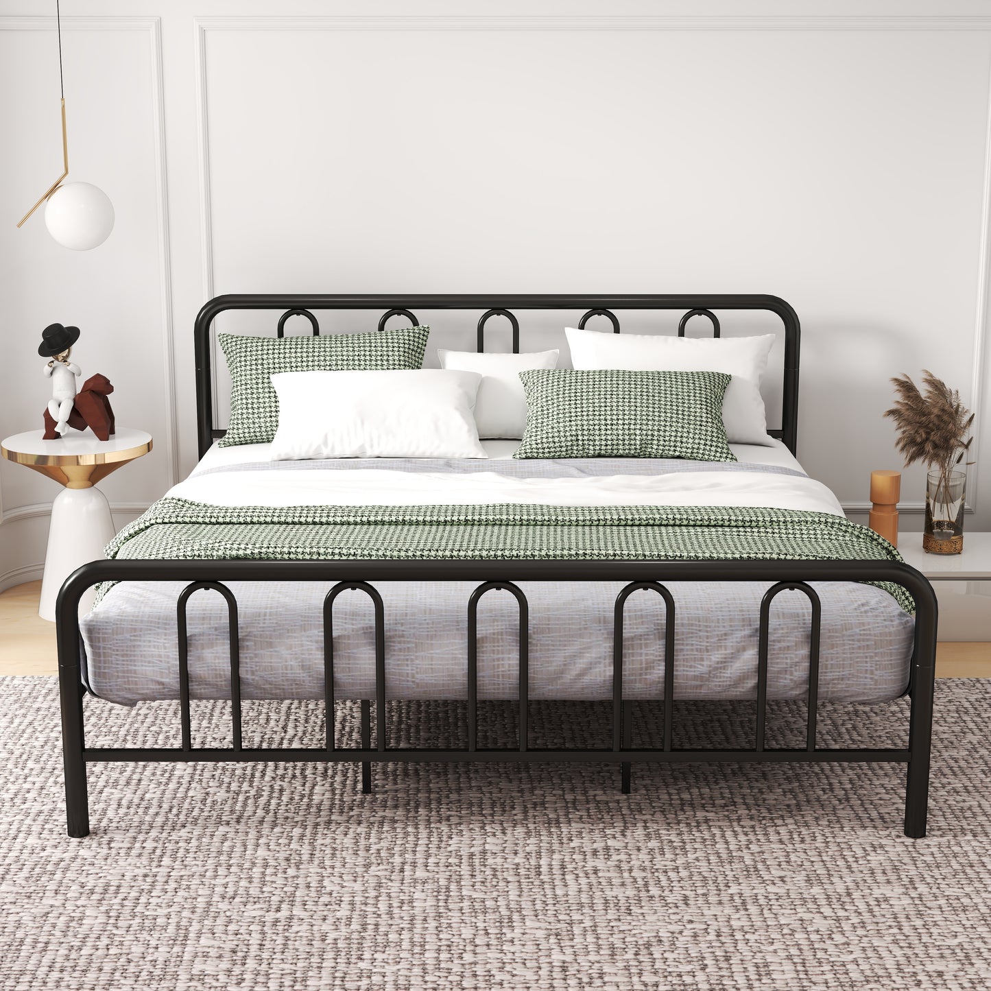 Full/Queen Size Metal Bed Frame with Headboard and Footboard-King Size, Black Simple Bed Frame at Gallery Canada