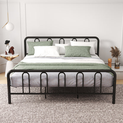 Full/Queen Size Metal Bed Frame with Headboard and Footboard-King Size, Black Simple Bed Frame at Gallery Canada