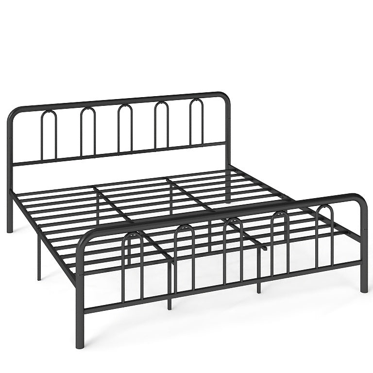 Full/Queen Size Metal Bed Frame with Headboard and Footboard-King Size, Black Simple Bed Frame at Gallery Canada
