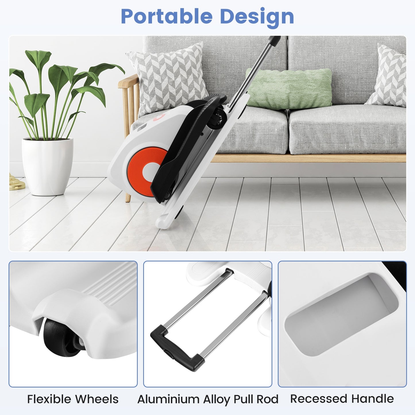 Under Desk Elliptical Machine with Display Monitor for Home Office, White Elliptical Trainers at Gallery Canada