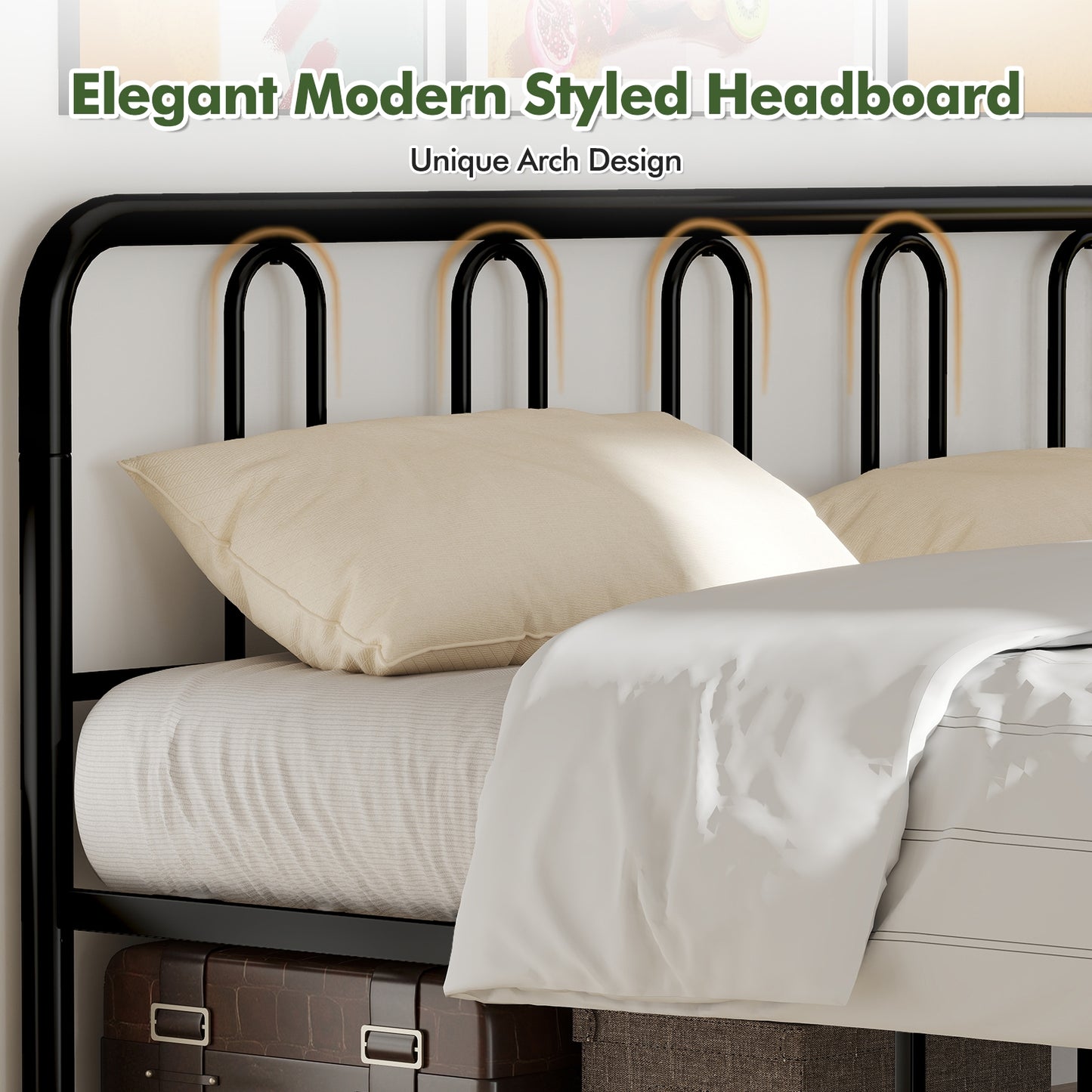 Full/Queen Size Metal Bed Frame with Headboard and Footboard-King Size, Black Simple Bed Frame at Gallery Canada