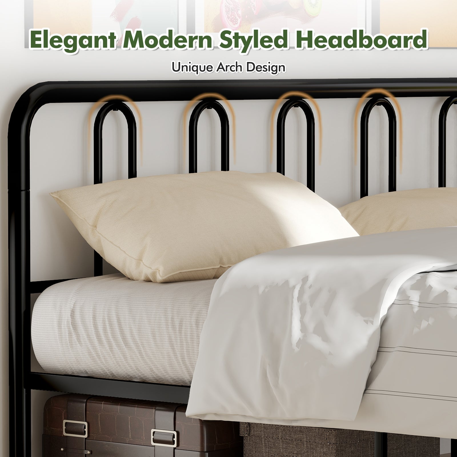 Full/Queen Size Metal Bed Frame with Headboard and Footboard-King Size, Black Simple Bed Frame at Gallery Canada