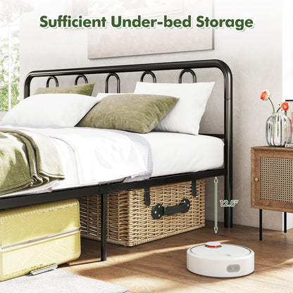 Full/Queen Size Metal Bed Frame with Headboard and Footboard-King Size, Black Simple Bed Frame at Gallery Canada