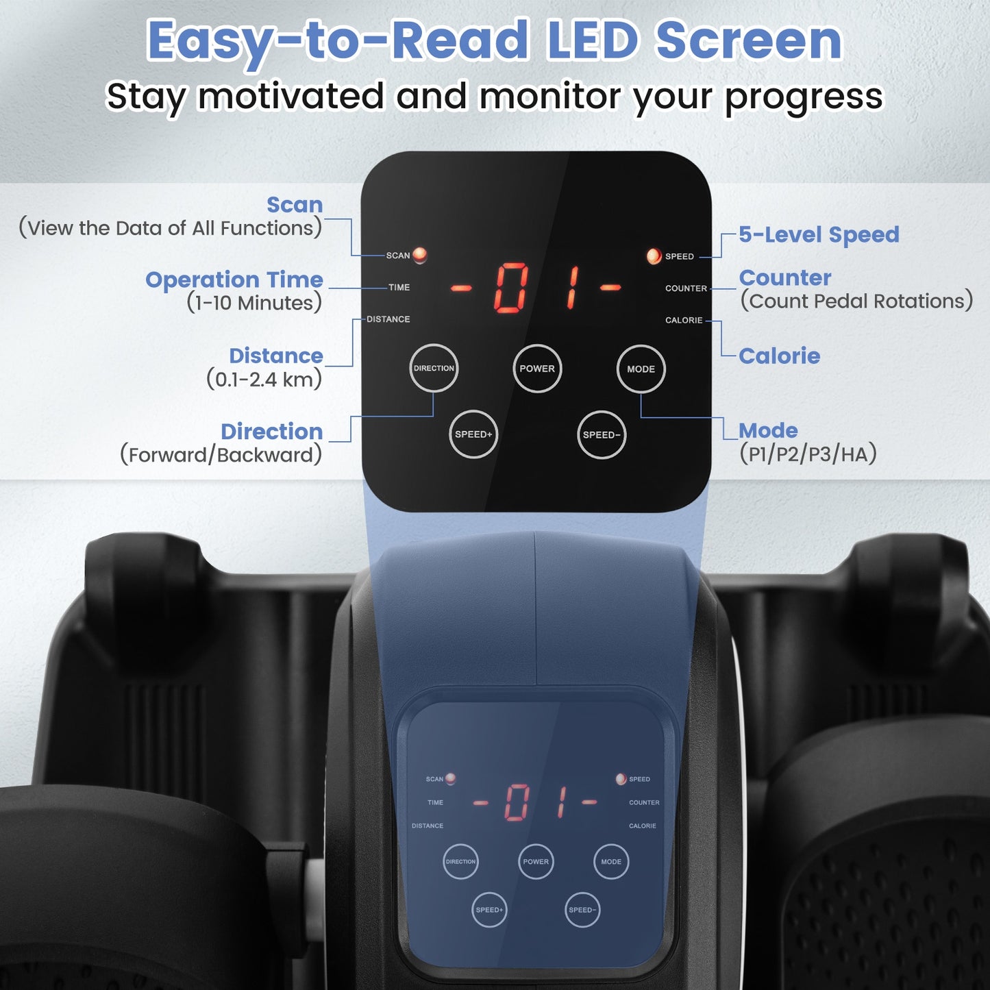 Under Desk Elliptical Machine with Display Monitor for Home Office, White Elliptical Trainers at Gallery Canada