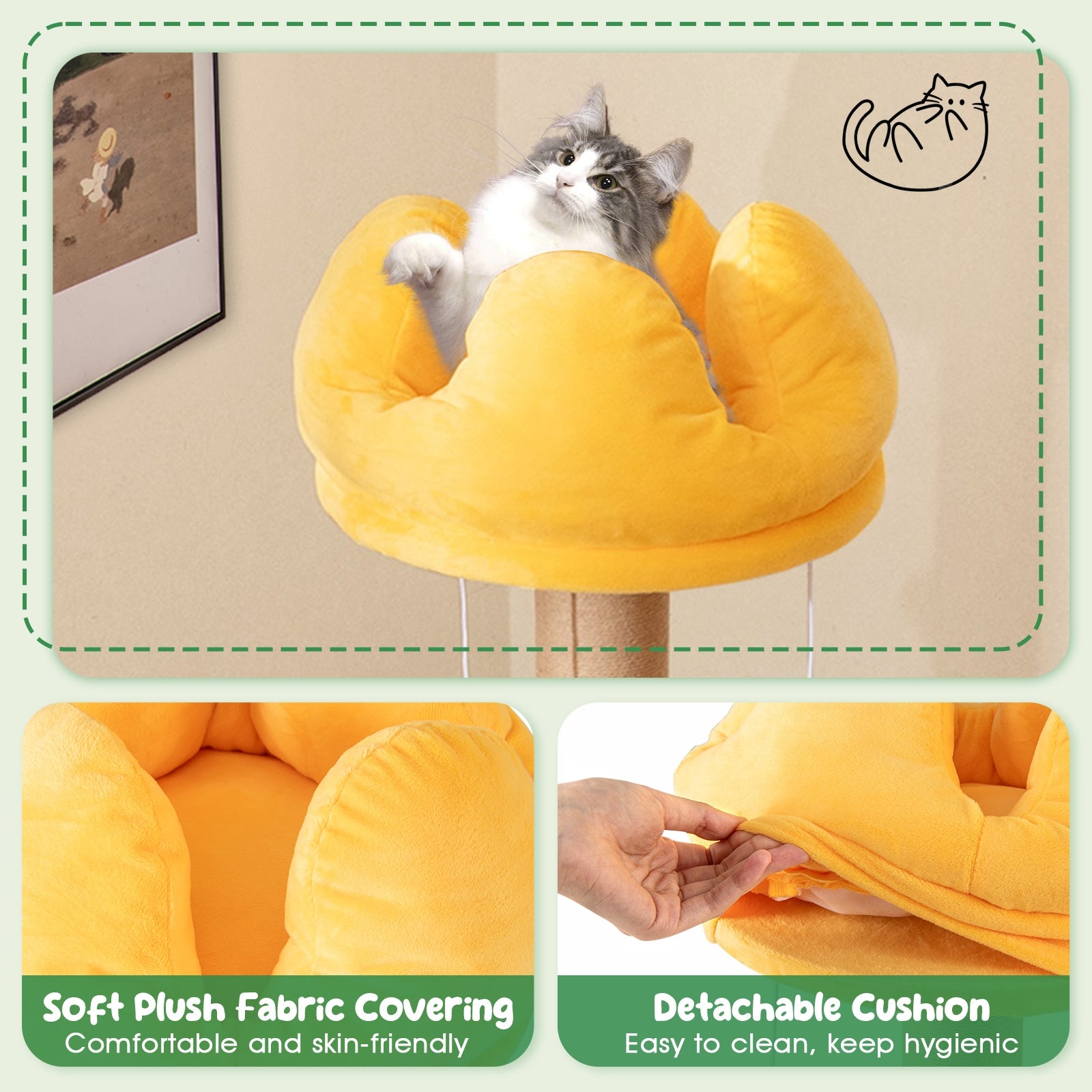 45 Inch Multi-Level Cat Tree with Plush Padded Top Perch and Fruit-Shaped Platforms, Multicolor Cat Trees Condos & Scratchers at Gallery Canada