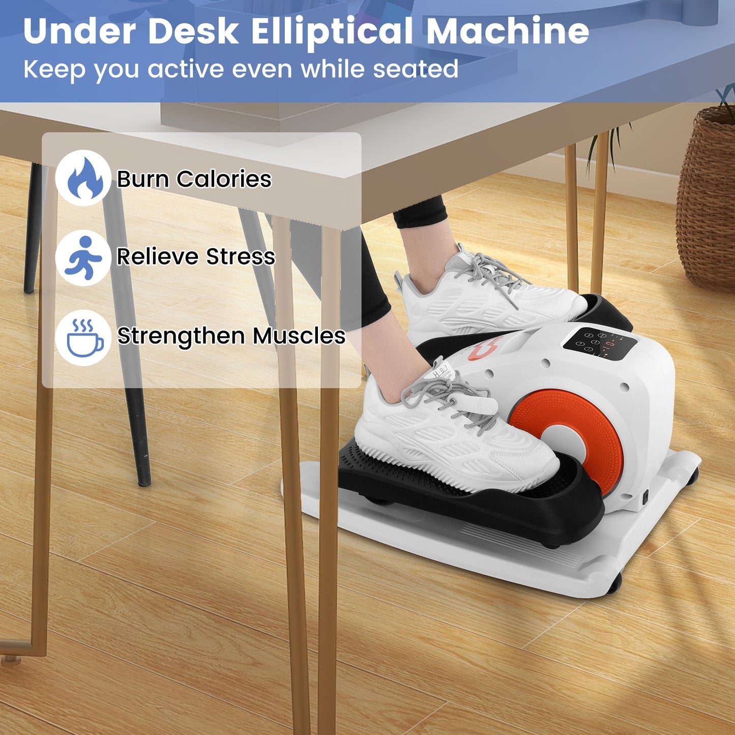 Under Desk Elliptical Machine with Display Monitor for Home Office, White Elliptical Trainers at Gallery Canada