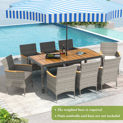 9 Pieces Patio PE Wicker Dining Set for Deck Garden and Yard, White Patio Dining Sets at Gallery Canada