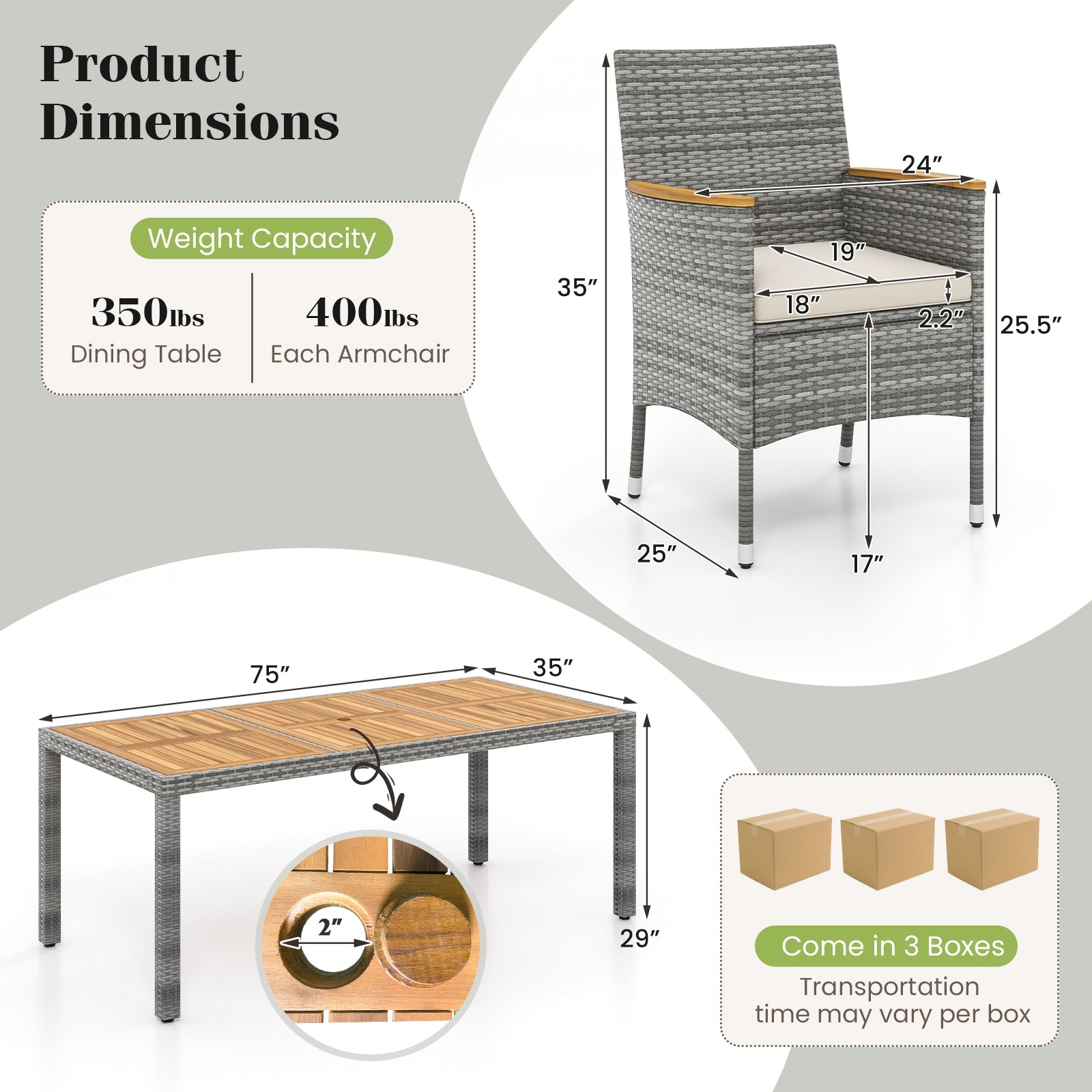 9 Pieces Patio PE Wicker Dining Set for Deck Garden and Yard, White Patio Dining Sets at Gallery Canada