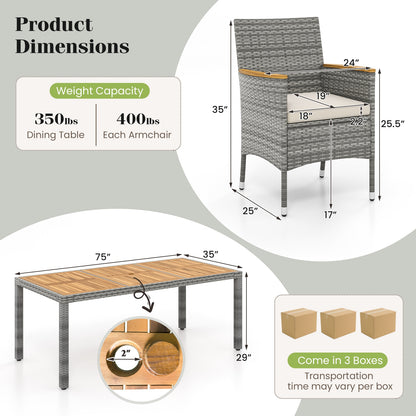 9 Pieces Patio PE Wicker Dining Set for Deck Garden and Yard, White Patio Dining Sets at Gallery Canada