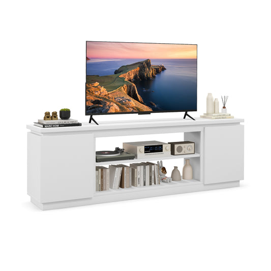 TV Cabinet with 3 Adjustable Shelves and Anti-Tipping Kits for TVs up to 80 Inch, White Entertainment Centers & TV Stands White at Gallery Canada