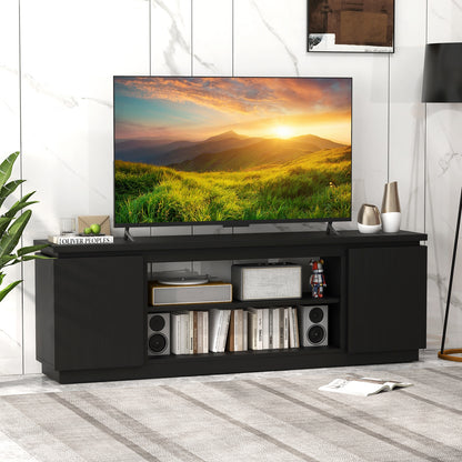 TV Cabinet With 3 Adjustable Shelves, Anti-Tipping Kits, 80 Inch, Black Entertainment Centers & TV Stands at Gallery Canada