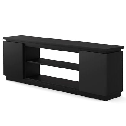 TV Cabinet With 3 Adjustable Shelves, Anti-Tipping Kits, 80 Inch, Black Entertainment Centers & TV Stands at Gallery Canada