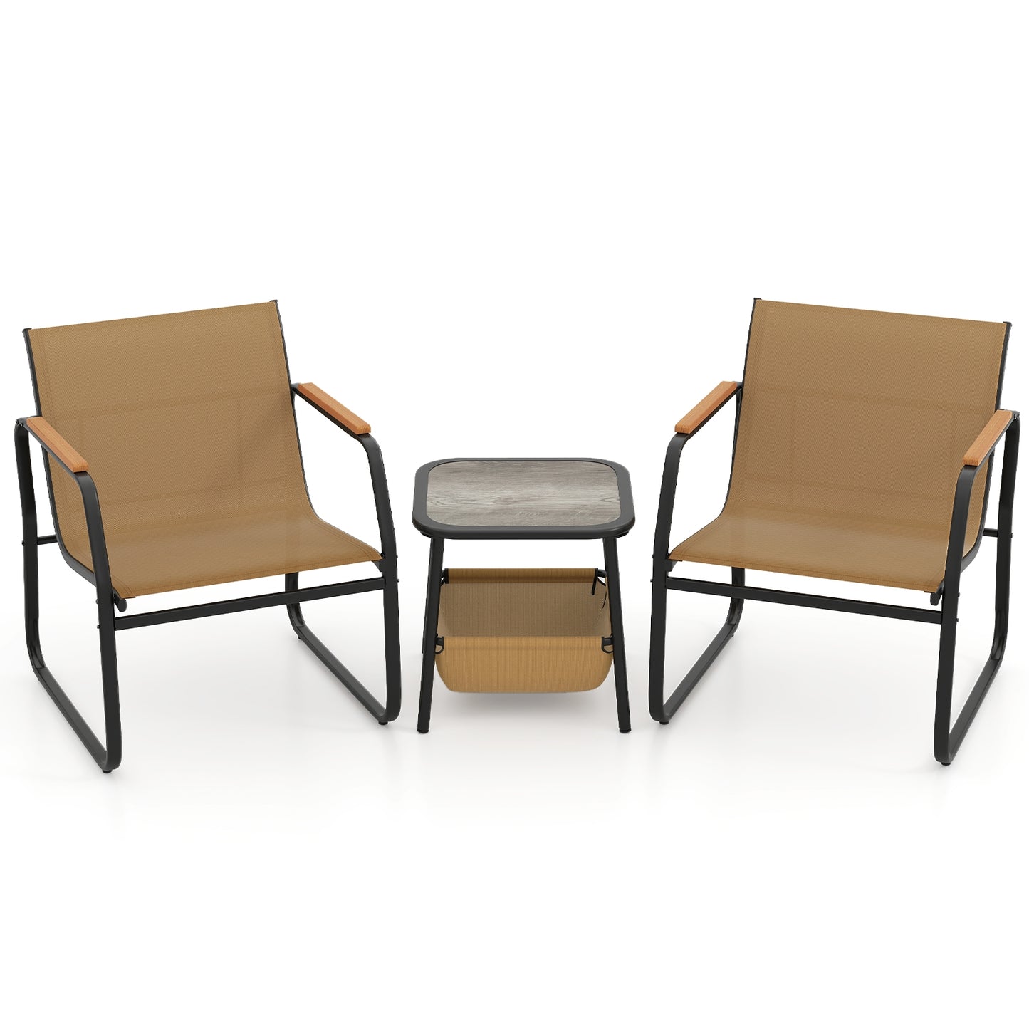 3 Pieces Patio Furniture Set Outdoor Bistro Conversation Set, Brown Patio Conversation Sets at Gallery Canada