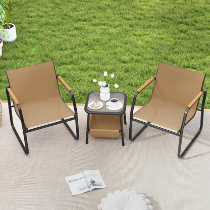 3 Pieces Patio Furniture Set Outdoor Bistro Conversation Set, Brown Patio Conversation Sets at Gallery Canada