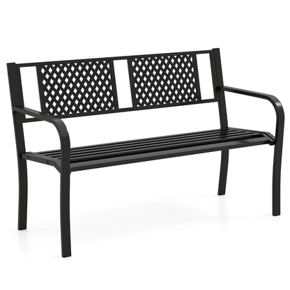 Outdoor Metal Loveseat Patio Bench, 2-3 Person, Black Outdoor Benches Black at Gallery Canada