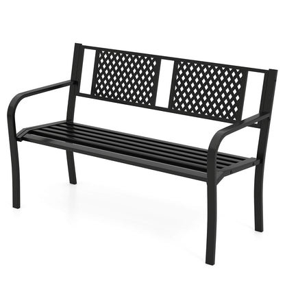 Outdoor Bench Metal Loveseat Patio Bench for 2-3-Person, Black Outdoor Benches at Gallery Canada