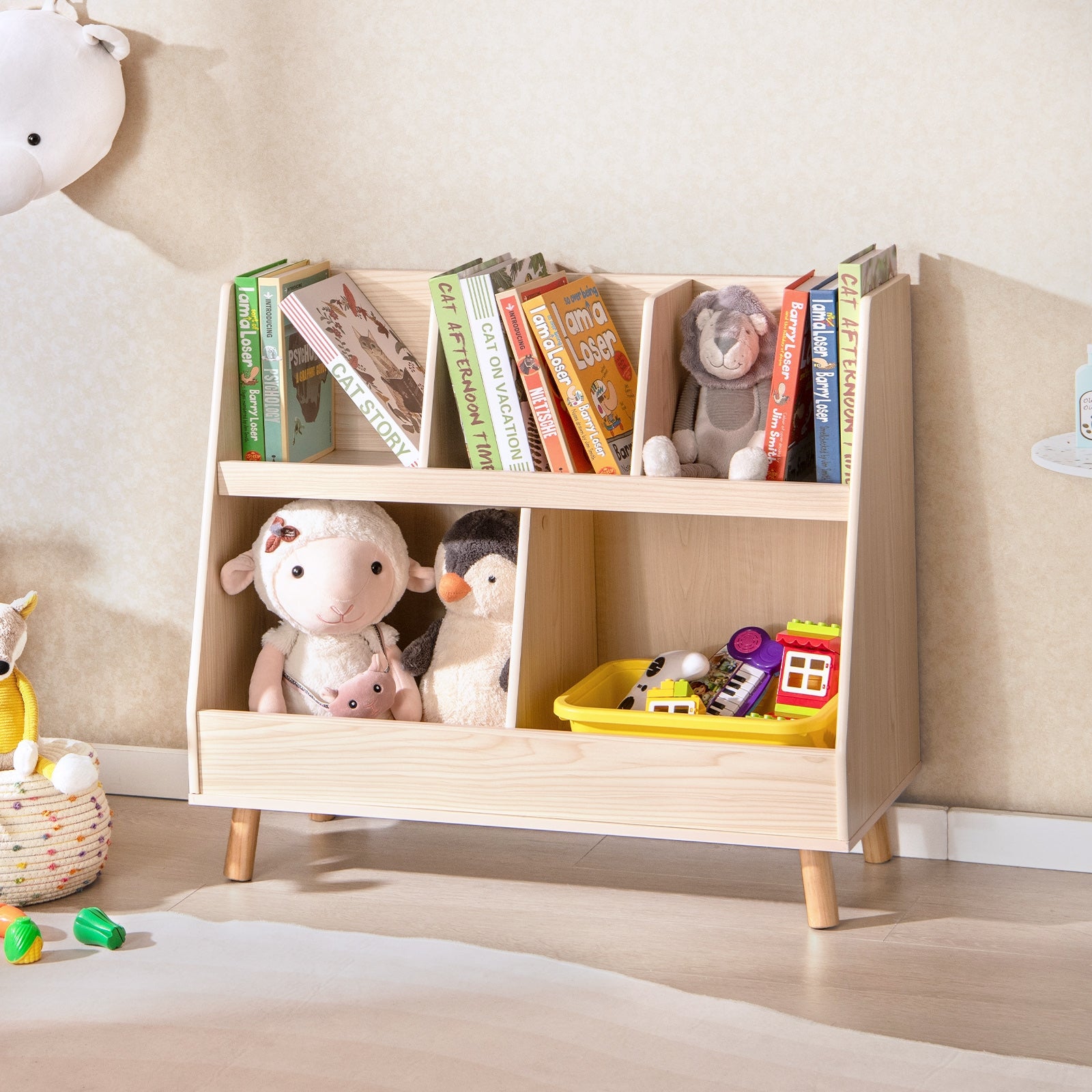 5-Cube Kids Bookshelf Toy Organizer, Oak Bookcases at Gallery Canada