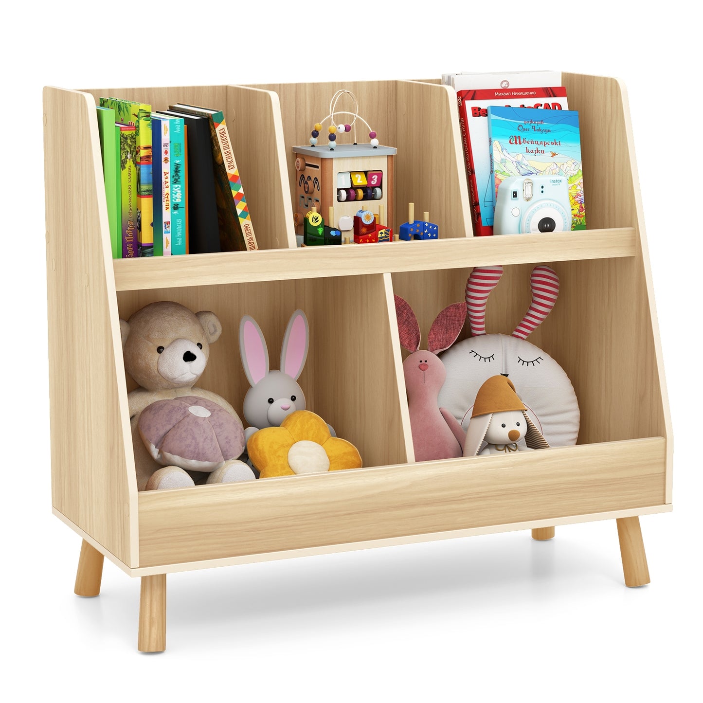 5-Cube Kids Bookshelf Toy Organizer, Oak Bookcases at Gallery Canada