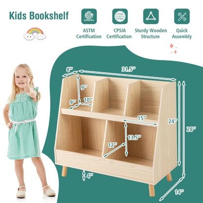 5-Cube Kids Bookshelf Toy Organizer, Oak Bookcases at Gallery Canada