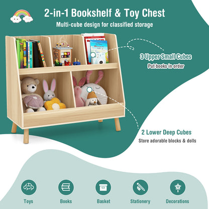 5-Cube Kids Bookshelf Toy Organizer, Oak Bookcases at Gallery Canada