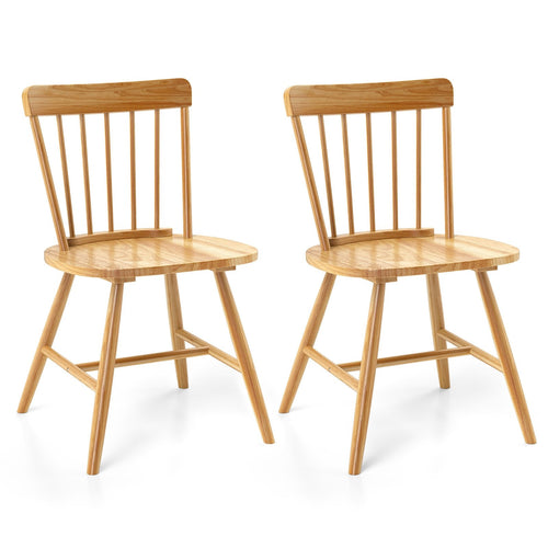 Farmhouse Kitchen Chair Set of 2 with Rubber Wood Frame, Natural